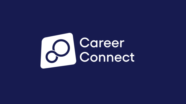 Career Connect logo in white on a blue background with text saying "Career Connect"
