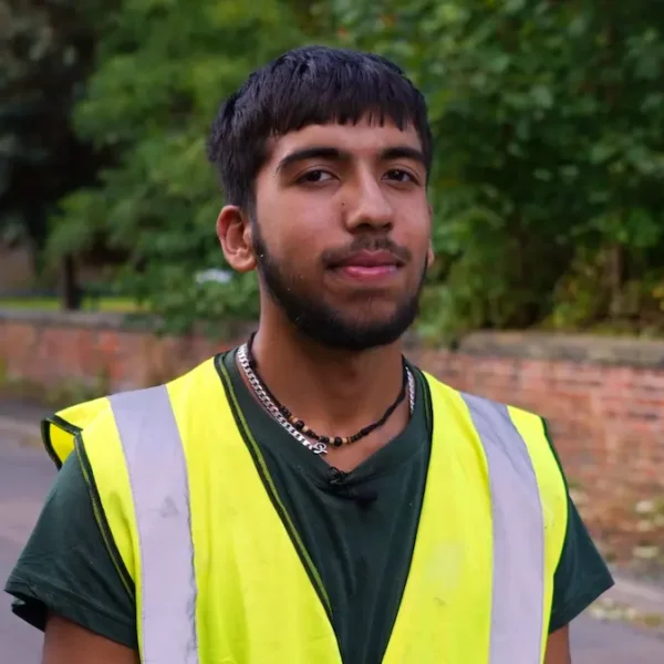 Dave, a male young person on a work placement with a the parks team at Manchester City Council