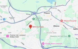 A map showing the location of MYA Our Place in Knowsley.