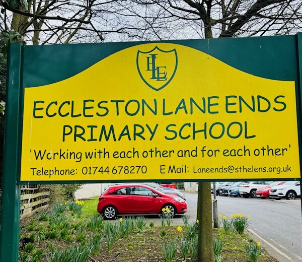 The sign for Ecclestone Lane Ends primary school