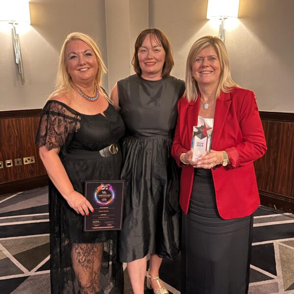 Career Connect CEO Sheila Clark (R) receives the Careers Provider of the Year award alongside Director of Operations Sarah Vaughan (L)