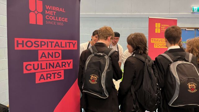 Some male students find out about careers in hospitality and the culinary arts from Wirral Met College.