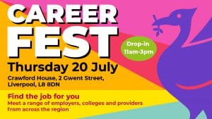 A promotional image of Career Fest, on Thursday 20 July 2023.