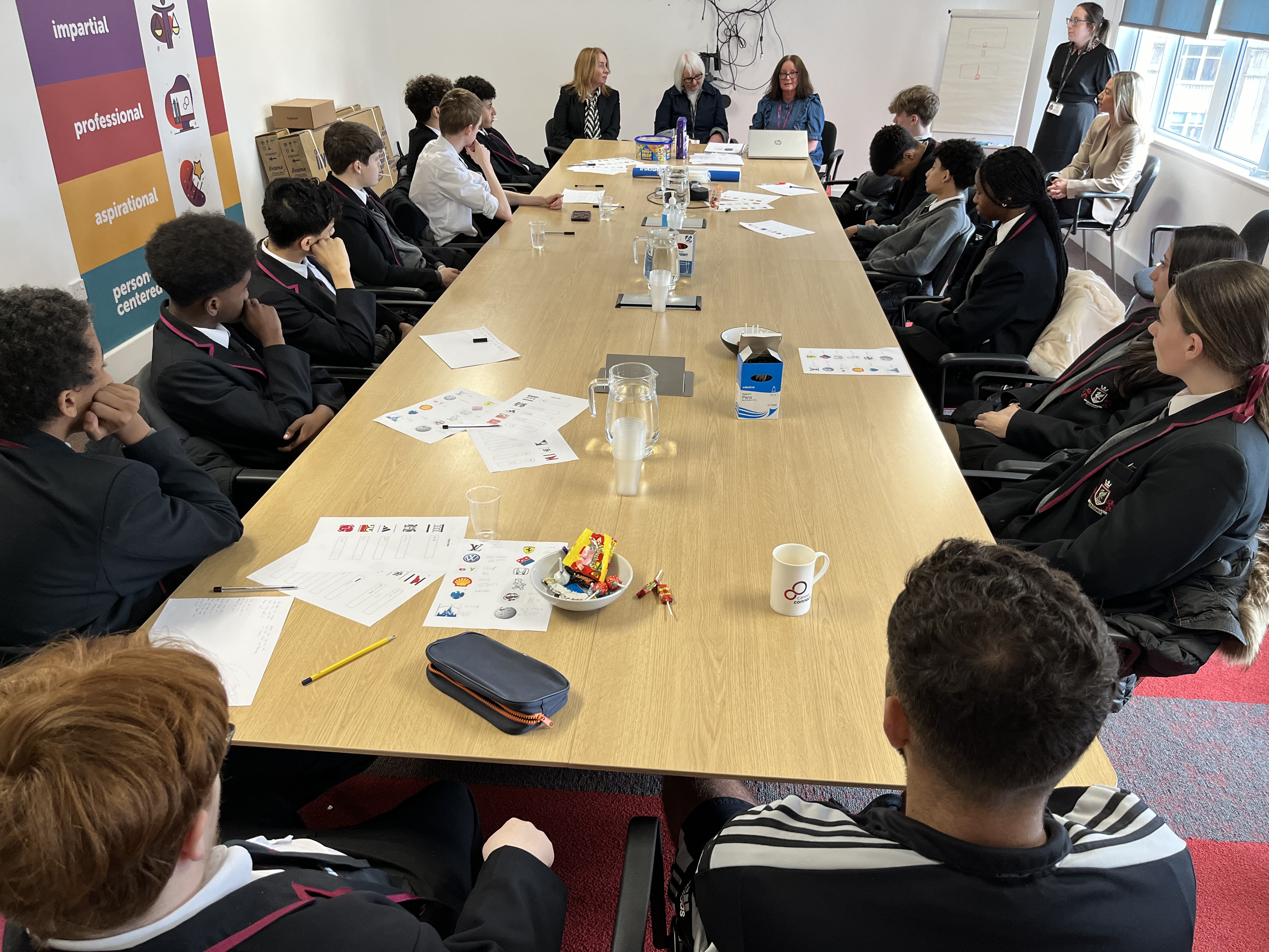 School pupils meeting staff from Career Connect to discuss their futures.